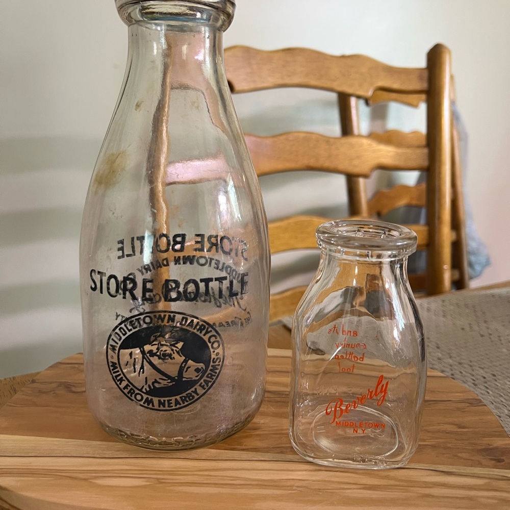 Glass Milk Bottles Set